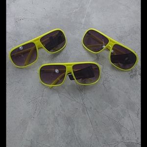 NWT Neon yellow rectangular designer sunglasses